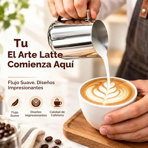 Vista 4 de Saiveina Jarra de espuma de leche, taza espumadora de leche de 12 onzas
