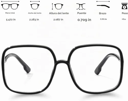 Vista 3 de BIGGY Oversized Square Blue Light Blocking Glasses - Ultralight Fashion Nerd Frames for Women Men