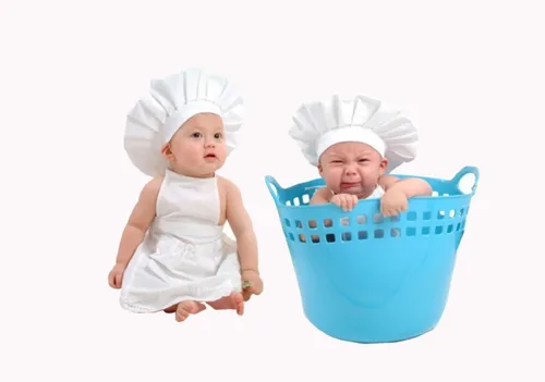 Vista 5 de Chefskin M White Kid Kids Chef Set (Apron+sombrero) Lite Tela Se adapta a 8-12