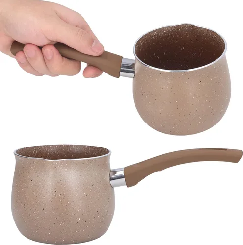 Vista 5 de Sartén pequeña con tapa, olla antiadherente de 1.5 cuartos de galón, calentador de mantequilla de un solo mango y olla de café, compatible