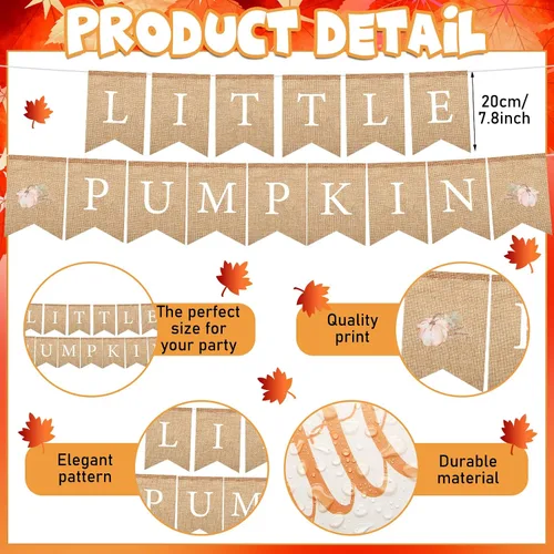 Vista 3 de Tanlade Juego de 193 piezas de decoración de fiesta de Acción de Gracias con calabaza pequeña, incluye pancarta de calabaza pequeña de otoño