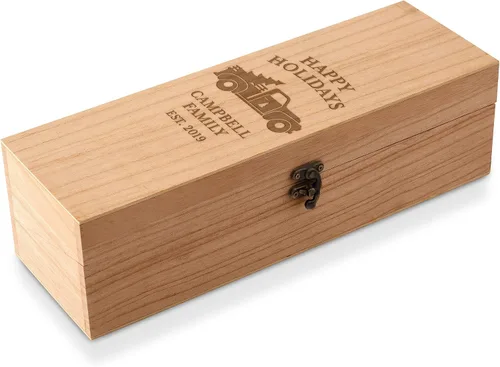 Vista 21 de Weddingstar Caja de regalo de vino de madera grabada personalizada con tapa - Blush Blooms