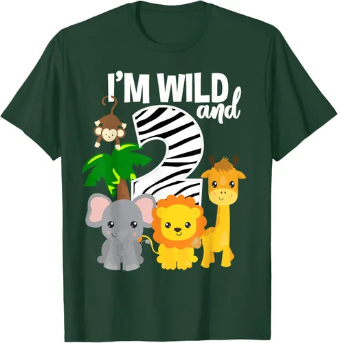 Vista 56 de Camiseta de cumpleaños con temática de zoológico de I'm Wild and 2, Negro, S