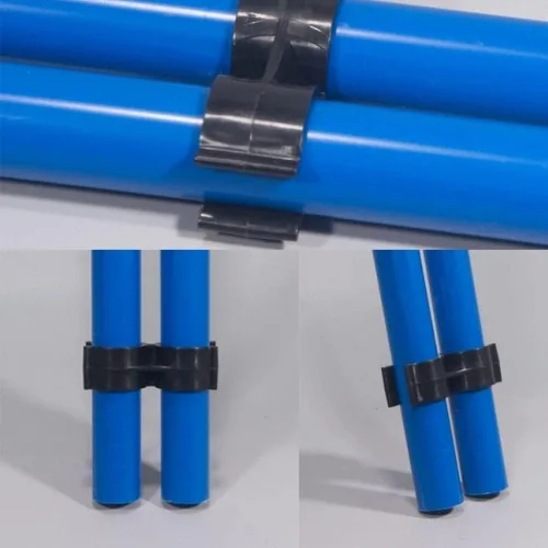 Vista 3 de Abrazadera de tubo doble SCRTB 10 piezas conexión de abrazadera de tubería, conector de poste de estante, abrazaderas de tubo de doble puerto