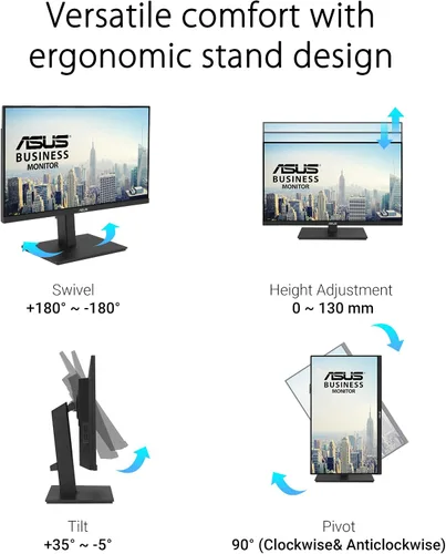 Vista 6 de ASUS Monitor de acoplamiento 1080P de 23.8 pulgadas (VA24ECPSN) - Full HD, IPS, 75Hz, sincronización adaptativa, altavoces, cuidado de los ojos, luz