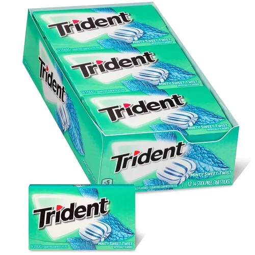 Vista 2 de Trident Goma de mascar sin azúcar, sabor original, 12 paquetes de 14 piezas