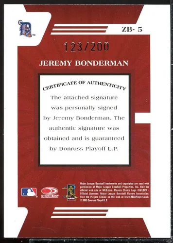 Vista 2 de Jeremy Bonderman/200 AU Card 2005 Zenith Z-Graphs #5