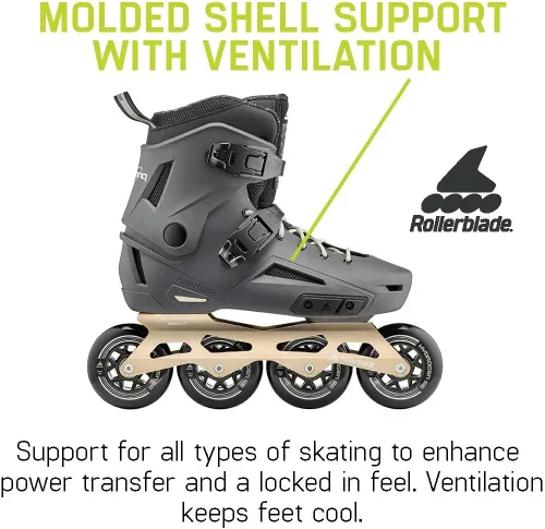 Vista 5 de Rollerblade Lightning 90 Patines de Ruedas Urbanos para Hombre, Antracita y Taupe