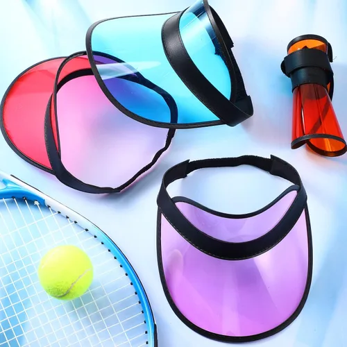 Vista 6 de Jiuguva Viseras de plástico unisex para el sol, gorra de póquer con protección UV para hombres y mujeres, deportes al aire libre, actividades
