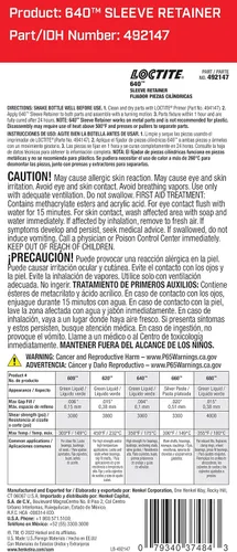 Vista 3 de Loctite 37484 640 Botella de retención de manga de alta resistencia - 1.2 fl oz
