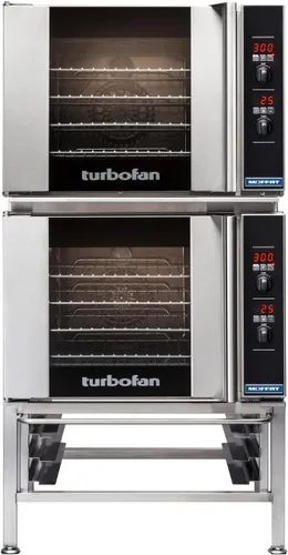 Vista 8 de Moffat Turbofan E31D4 - Horno eléctrico de convección de tamaño completo con soporte, doble pila con ruedas, control digital, 208 V/50/60/1 ph