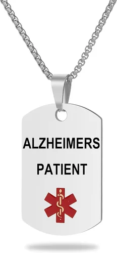 Vista 47 de Collar de alerta médica, etiqueta grabada con láser, grabado personalizado, etiqueta de identificación de acero inoxidable, colgante para hombres