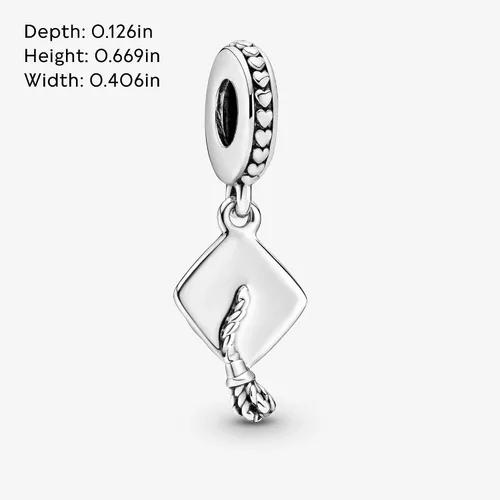 Vista 6 de PANDORA Dije colgante de gorra de graduación, compatible con PANDORA Moments, plata de ley, regalo para ella, joyería para mujer con caja de regalo