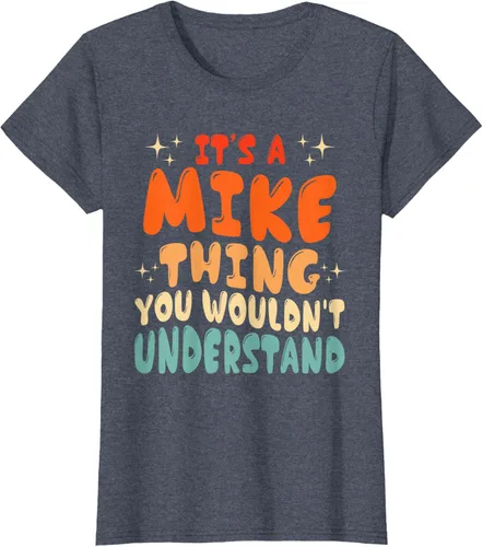 Vista 54 de Camiseta retro de los años 80 con texto en inglés "It's A Mike Thing You Wouldn't Understand", Negro