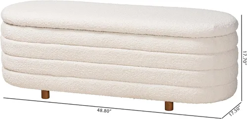 Vista 3 de Baxton Studio Betiana Modern Japandi - Banco de almacenamiento de madera con acabado marrón nogal Gris claro/marrón nogal