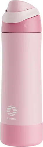 Vista 27 de FJbottle Botella de agua aislada de acero inoxidable, 24 onzas, sin popote, botella de agua deportiva a prueba de fugas con asa ajustable para Azul