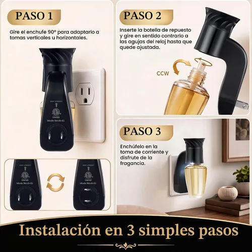 Vista 5 de Hohean 2 Pack Wall Fragrance Plug Compatible with Bath & Body Works, Black Certificado ETL con luz nocturna, enchufe giratorio y aroma ajustable