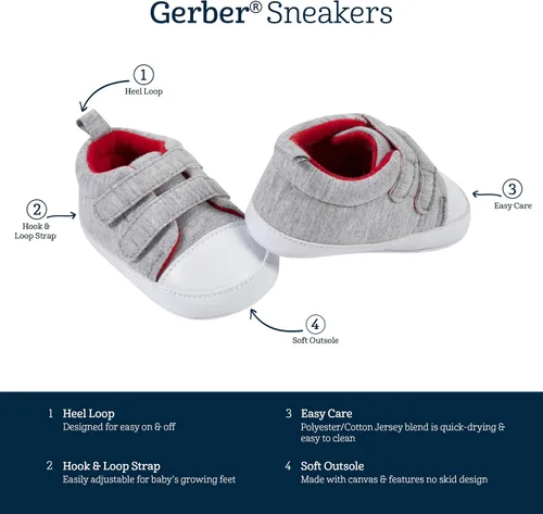 Vista 6 de Gerber Unisex-Baby Sneakers Crib Shoes Newborn Infant Toddler Neutral Boy Girl