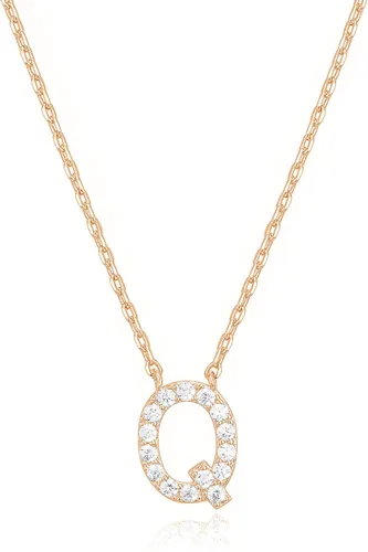 Vista 145 de PAVOI 14K White Gold Plated Cubic Zirconia Initial Necklace Letter Dainty Necklaces for Women