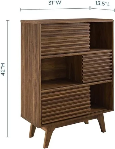 Vista 3 de Modway Render Soporte de Gabinete de Almacenamiento y Exhibición de Tres Niveles, Nogal
