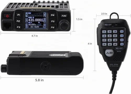 Vista 3 de AnyTone AT-778UV Transceptor de doble banda Radio móvil VHF/Uhf Radio bidireccional