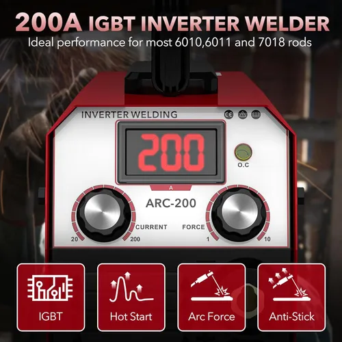 Vista 2 de 200A Mini Soldador de Palo 110V Máquina de Soldadura Portátil, Soldador de Arco Inversor IGBT con Arranque en Caliente Fuerza de Arco Antiadherente