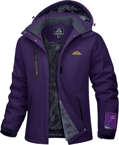 Vista 7 de MAGCOMSEN Abrigos de invierno para mujer, impermeables, aislados, para nieve, esquí, capucha, forro polar, cálido, montaña, snowboard, cortavientos