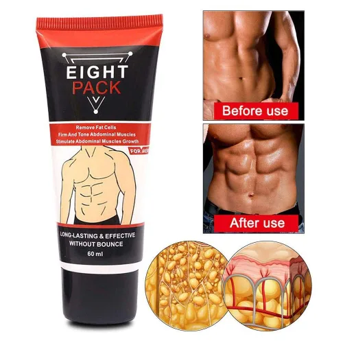 Vista 2 de Paquete de 2 crema abdominal, crema muscular abdominal para hombres, crema anticelulítica que adelgaza ocho paquetes de crema quemadora de grasa