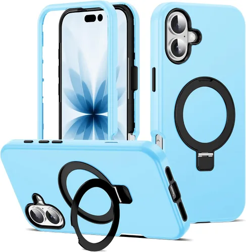 Vista 16 de Funda compatible con iPhone 13 y 14 de 6.1 pulgadas con soporte de anillo magnético [protección militar contra caídas] [compatible con Mag-Safe]