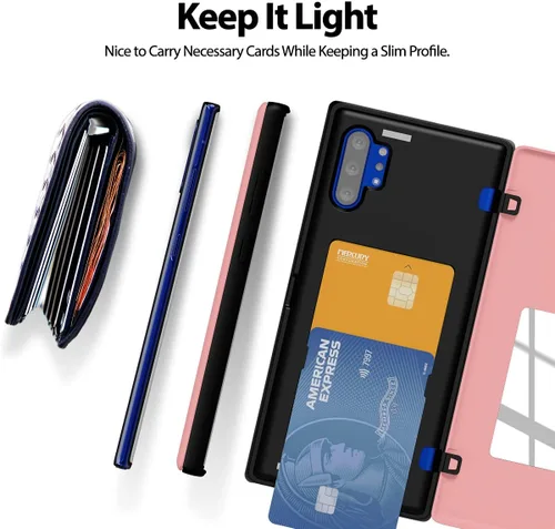 Vista 6 de GOOSPERY Parachoques magnético para puerta compatible con Galaxy Note 10 Plus, funda tipo billetera con tarjetero, cierre automático por iman fácil