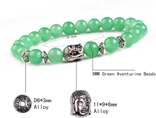 Vista 3 de Joya brazalete con gemas redondas de 8 mm, brazalete para los chacras, regalo de cumpleaños