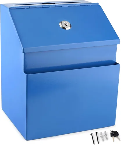 Vista 23 de Caja de Donación de Metal - Caja de Sugerencias con Ranura y Cerradura - Caja de Seguridad para Dinero - Caja de Depósito Segura - Caja