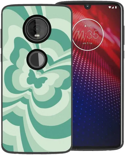 Vista 11 de Funda de teléfono para Motorola Moto Z4, diseño de mariposa azul con remolino inclinado, café, latte, San Valentín, bloque de color, lindo patrón, a