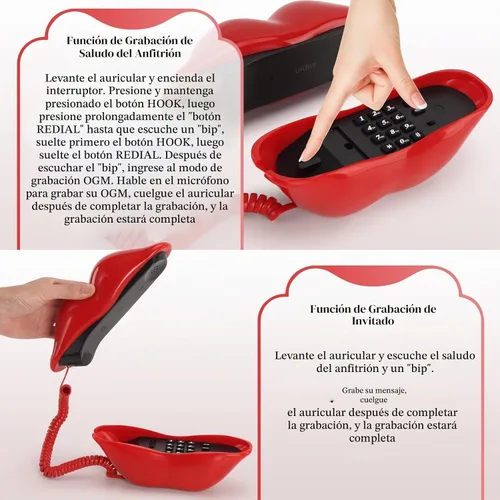 Vista 4 de UKBW Libro de invitados de audio, teléfono de boda, grabación de 32G, mensaje de audio personalizado, interesante boca en forma de labio, libro