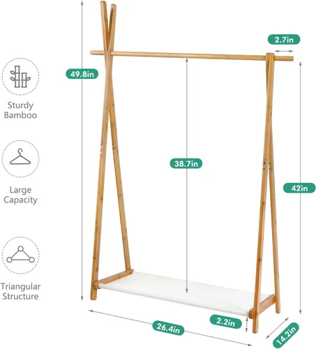 Vista 6 de Jotsport Estante plegable de bambú para niños, con almacenamiento Farbico, pequeño armario abierto para sala de juegos, guardería, baby shower