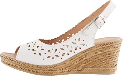 Vista 10 de Alexis Leroy tacón de cuña recortado Vamp Peep Toe Slingback sandalias de mujer Beige