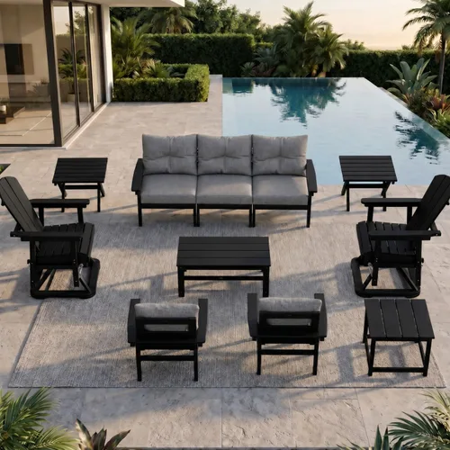 Vista 69 de Juego de muebles de patio HDPE de 13 piezas con mesas