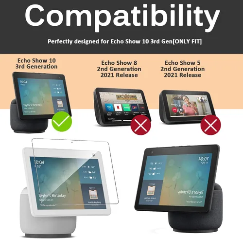 Vista 2 de Miimall Protector de pantalla compatible con Echo Show 10, película de vidrio templado, HD, transparente, duro, antiarañazos, ultrafino