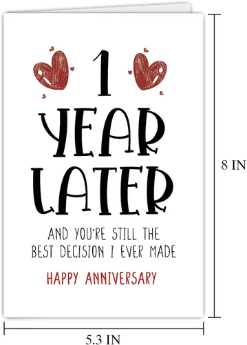 Vista 7 de Supoeguk Tarjeta de Feliz Un Año para Novia Novio, Tarjeta de Primer Aniversario para Él Ella, Divertida Tarjeta de 1er Aniversario de Boda