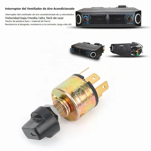 Vista 3 de Interruptor de ventilador de 3 velocidades de 12 V, interruptor de soplador de 3 velocidades de aire acondicionado, control de AC, perilla giratoria