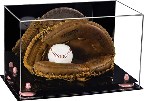 Vista 18 de Better Display Cases Vitrina de guantes de béisbol de acrílico transparente con elevadores negros (A011/V16)
