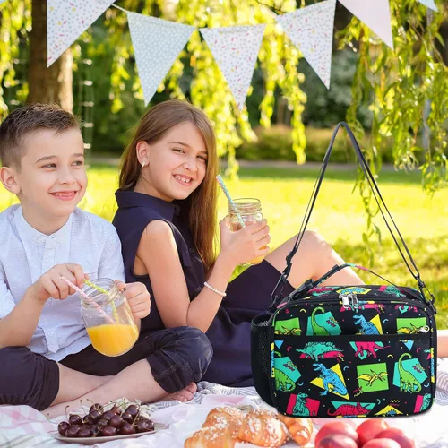 Vista 7 de RLGPBON Lonchera para Niños, Lonchera con Aislamiento Térmico para Niños y Niñas, Bonita Bolsa de Almuerzo y Lonchera Reutilizable para Niños