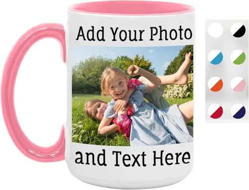Vista 20 de Taza de café personalizada, taza de café personalizada, taza de cerámica negra de 11 onzas con texto o logotipo, regalo personalizado de doble cara
