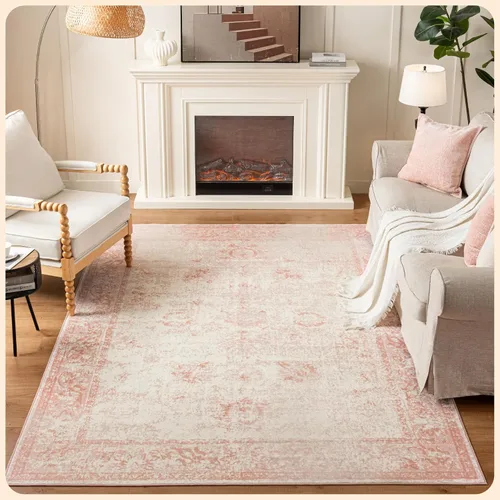 Vista 180 de Istana Alfombra larga antideslizante de 2.5 x 8 para el hogar, para pasillo y cocina, lavable, sedosa y suave al tacto, elegante, color azul y marfil