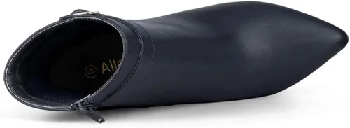 Vista 4 de Allegra K Botines de tacón decorativo con hebilla en punta para mujer