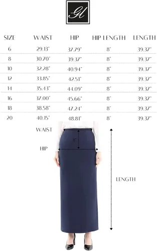 Vista 6 de G-Line Faldas de tubo modestas para mujer, estilo casual, talla grande, cintura alta, con abertura, longitud al tobillo, falda larga elástica