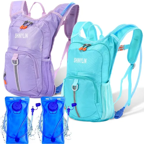Vista 17 de Shinylin 2 piezas mochila de hidratación para niños con bolsa de agua de 1.5l mochila ligera para niños para senderismo mochila de agua para niños