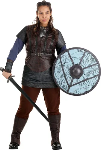 Vista 6 de Vikings Lagertha Lothbrok - Disfraz de doncella con escudo de guerrero nórdico para mujer