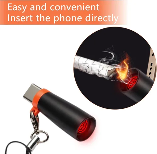 Vista 4 de Encendedor Eléctrico USB-C. Resistente al Viento y al Agua. Alimentado por Teléfono o Banco de Energía, mini, Ligero, Activado al Conectarse a una