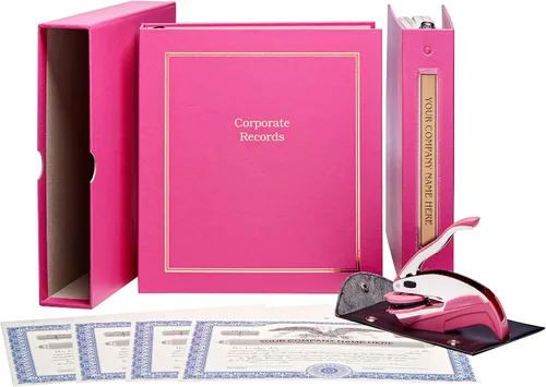 Vista 6 de Kit para empresas sin fines de lucro (Negro) - carpeta, fundas, certificados de acciones, fichas de índice y sello corporativo de metal
